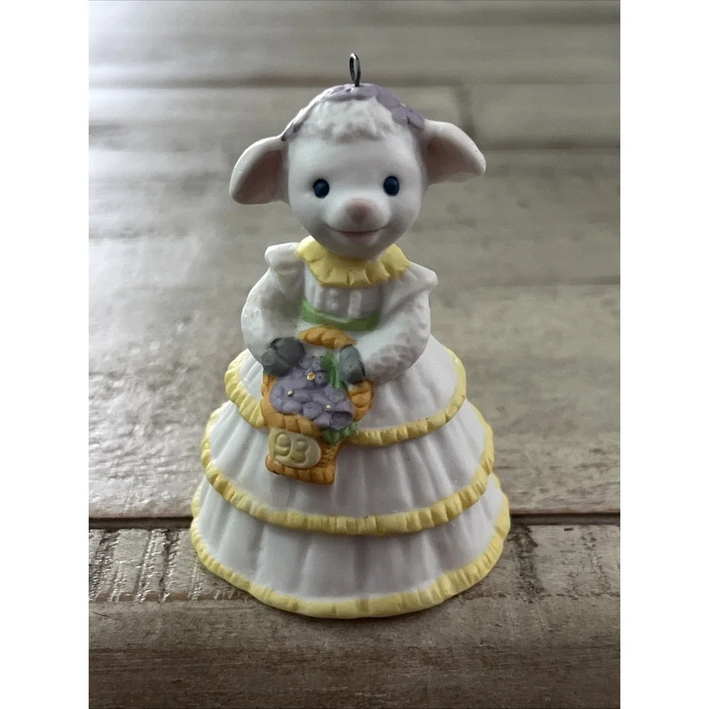Hallmark Vintage Easter Ornaments Bells 1991 Lovely Lamb & 1992‎ Belle Bunny